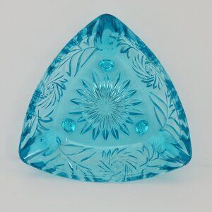 Hazel-Atlas Capri Turquoise Glass Triangular Ashtray